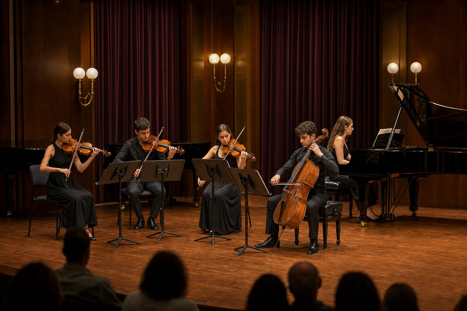 String ensemble on recital stage